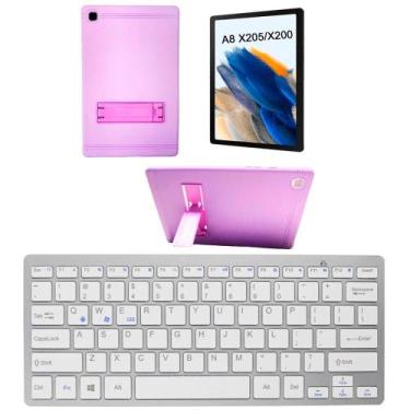 Imagem de Capa Case Suporte Lilas + Teclado Bluetooth Compativel Tablet Samsung 