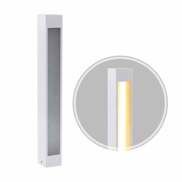 Imagem de Poste Balizador de Jardim Externo Branco + LED T8 60cm Luz Quente ST29