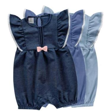 Imagem de Macacão manga curta bebe - KIKO BABY, Jeans médio, P