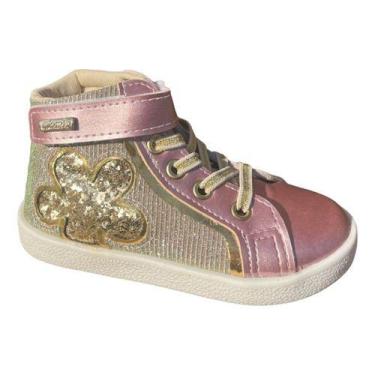 Imagem de Tênis Botinha Feminino Infantil Cano Alto Confortavel Camin - Rosa, Ro