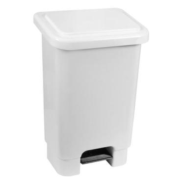 Imagem de Lixeira Plástica Branca com Pedal 50L - Astra SUPER RESISTENTE