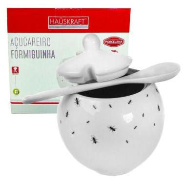 Imagem de Açucareiro De Mesa Formiguinha Com Colher Em Porcelana 350ml - HausKra
