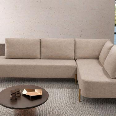 Imagem de Sofá de Canto Londres Chaise Linha Orgânico Bege