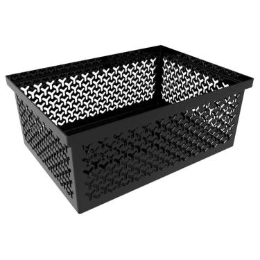 Imagem de Cesto Organizador Preto Crippa Retangular Grande Brinquedos Closet Banheiro Lavanderia