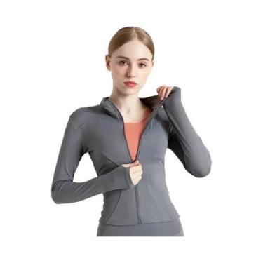 Imagem de Jaqueta de Treino Feminina Slim Fit (S-3XL) - Manga Comprida para Yoga