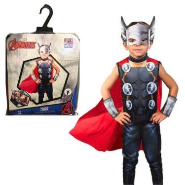 Imagem de Fantasia Infantil Super Heroi Thor Longa Clássica Com Capa Mascara e B