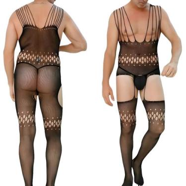 Imagem de Macacão masculino sensual lingerie body sexy para homens - ANDS