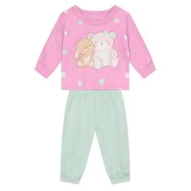 Imagem de Conjunto bebê menina em moletom Brandili Baby, 2, Rosa médio