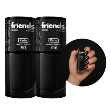 Imagem de Kit 2 Esmalte Cremoso Preto Karin Friends 7ml Cor Vibrante