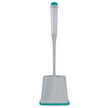 Imagem de Escova Sanitária com Dispenser e Suporte PP-TPR-PS 40ML para Banheiro Verde Esmeralda e Cinza Flashlimp