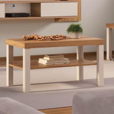 Imagem de Mesa de Centro Up Retangular MDP MDF-MDP 80CM Carvalho e Off White Artely