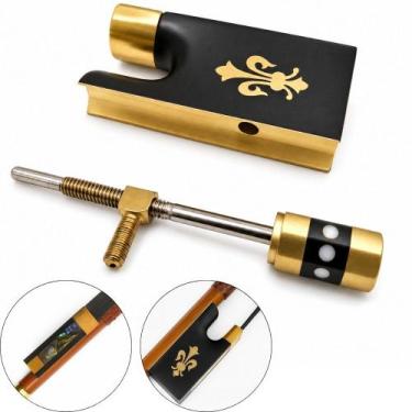 Imagem de Talão Para Arco De Violino 4/4 Ébano Flor De Lis Com Parafuso Completo