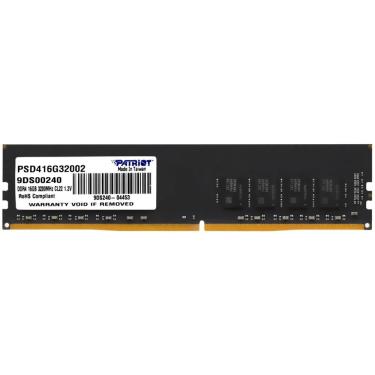 Imagem de Memória RAM Patriot Signature DDR4 16GB 3200MHz com Alta Performance Preto PSD416G32002