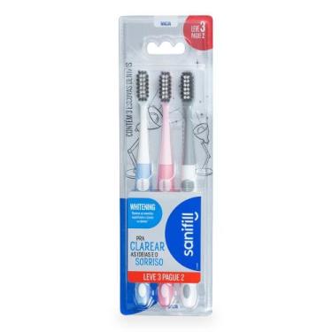 Imagem de Escova de Dente Sanifil Whitening Macia 3 Unidades - Cores Sortidas