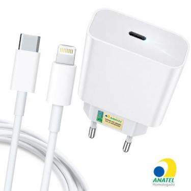 Imagem de Carregador Turbo 20W + Cabo Lightning 1M Compatível iPhone 13 14 XR XS
