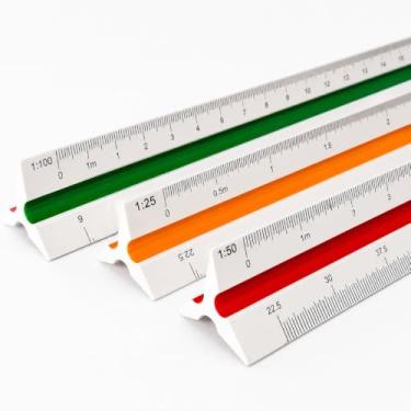 Imagem de Escalímetro com Estojo Régua Triangular Plástico 30cm Escalas N° 1 com Capa
