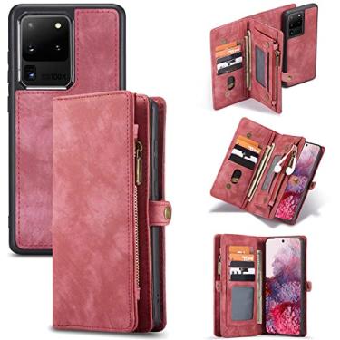 Imagem de Capa de couro para cartão carteira retrô de luxo para Samsung Galaxy S21 Ultra S20 FE S10 S9 S8 S7 Edge Note 20 10 Plus A21S A51 A71 A50 A70 Capa para cartão de carteira, vermelha, para Samsung A21S