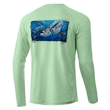 Imagem de HUK Camiseta de manga comprida Kc Pursuit | Camisa de pesca de alto desempenho, Tarpon - limão chave, GG