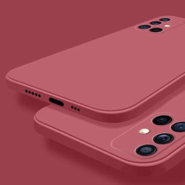 Imagem de para capa de silicone líquido quadrado original para samsung galaxy s21 s20 s22 ultra plus fe a72 a71 a70 a52 a51 a50 a42 a32 4g 5g capa, cor vermelha cameilla , para galáxia a52 4g 5g