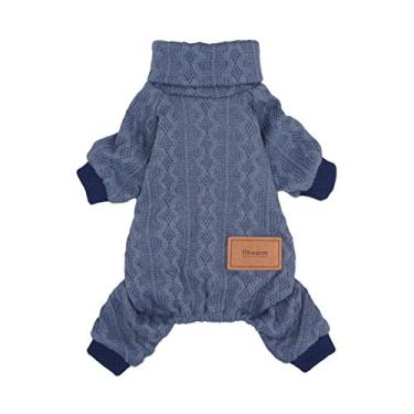 Imagem de Suéteres de inverno Fitwarm gola rolê tricotado para cães roupas de inverno jaquetas de animais de estimação roupas de gato azulFitwarm S azul Fwturtleneck_knittedblue_S_A8309