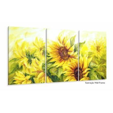 Imagem de Quadro Decorativo Pintura Dois Girassóis 120x60 Sala Quarto
