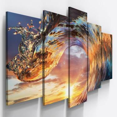 Imagem de Quadros Decorativos Onda Pôr do Sol Sala Quarto 