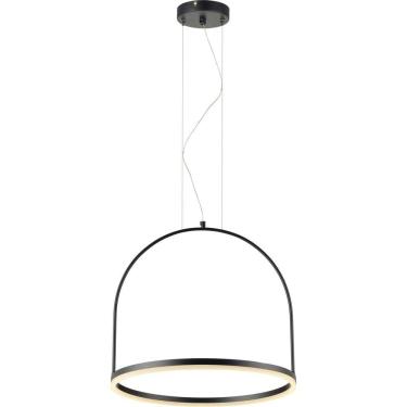 Imagem de Pendente Redondo Grande de Alumínio e Led Cage Avant Preto Fosco