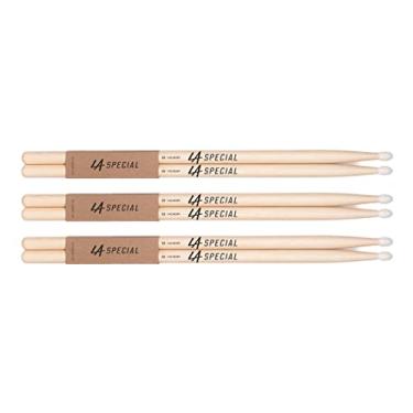 Imagem de promark Baquetas de bateria LA Specials – Baquetas 5B – Conjunto de baquetas para bateria acústica ou eletrônica – Ponta oval de nylon – Baquetas de bateria de nogueira – Peso e tom consistentes – 3