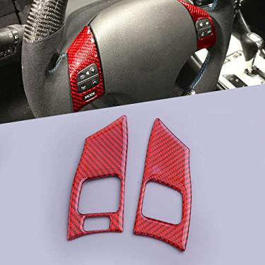 Imagem de MIVLA 2 peças guarnição da tampa do botão do volante com 3 furos, para Lexus IS250 IS350 2006 2007 2008 2009 2010 2011 2012 fibra de carbono vermelha