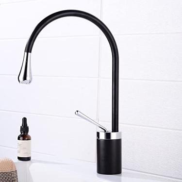 Imagem de Torneira de bacia de alavanca única 360 rotação bico misturador de bronze torneira para cozinha ou banheiro bacia de água misturador escova de ouro, preto cromado, curto, china