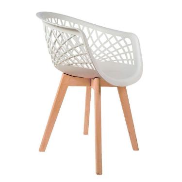 Imagem de Cadeira Com Encosto Para Mesa De Jantar Base Madeira Branca