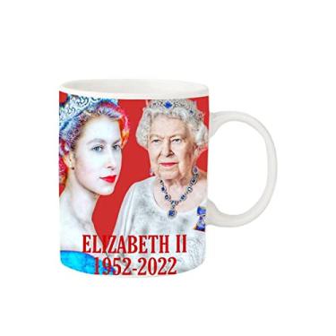Imagem de cerâmica da novida- chá cerâmica café Queen Elizabeth 1952-2022 | Her Majesty Prints Xícara para café e chá, cerâmica para casa e escritório, 12oz/