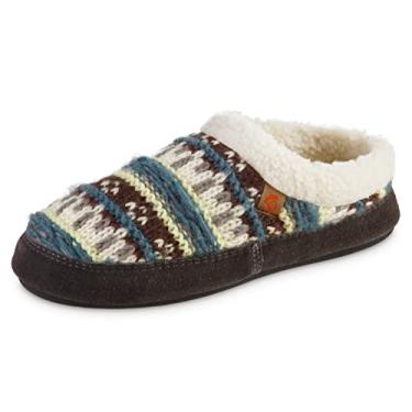 Imagem de Acorn Chinelo feminino com forro berbere, revestimento de camurça e sola durável antiderrapante para uso interno/externo, Pavão, 5-6