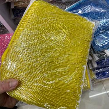 Imagem de 5 jardas 15 cm (6 polegadas) de vidro pesado cor de ouro semente frisado lâmpada de franja guarnição de artesanato, amarelo A