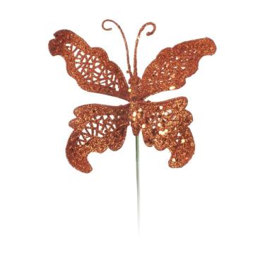 Imagem de Pick Borboleta Natalino Bronze/glitt 1un 27x10x5cm 1316469