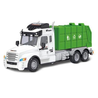 Imagem de Carrinho Caminhão De Lixo Controle Sem Fio Com Farol Som Do Motor Leva