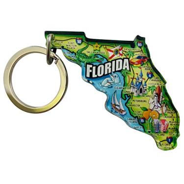 Imagem de Westmon Works Chaveiro State of Florida Chaveiro de lembrança de acrílico estilo retrô mapa presente 5 cm, Multicor, P
