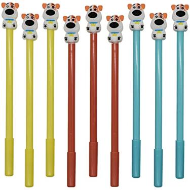 Imagem de Maydahui Caneta de gel para cães com 27 peças de canetas de animais fofos de desenho 3D sentado para animais de estimação Gawk cães de estimação gravata borboleta de tinta preta para festa em casa escola