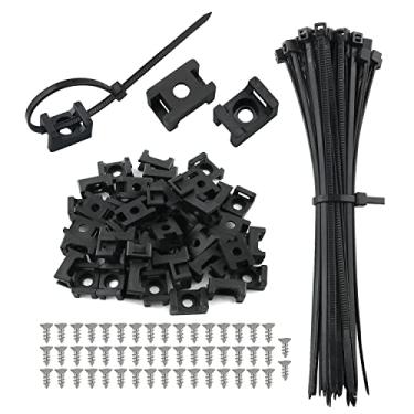 Imagem de ZZLZX Base de montagem tipo sela com abraçadeiras de cabo de 12 cm e parafuso de rosca, 50 conjuntos de abraçadeiras pretas de 11,7 polegadas e clipes de cabo de arame com parafuso, braçadeiras
