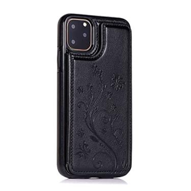 Imagem de Capa de couro de luxo para iPhone 14 12 13 Mini 11 Pro XR XS Max 6 6s 7 8 Plus 5 5s SE 2020 2022 Carteira Slots para cartão Telefone Capa Flip, Preto, Para iPhone 14 6.1 polegadas