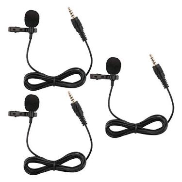 Imagem de Dreokee Microfone de lapela de lapela com fio de 59 polegadas, pacote com 3 unidades de clipe portátil de 3,5 mm condensador omnidirecional para gravação de podcasts, PC, laptop, Android, iPhone, YouTube, entrevista ASMR
