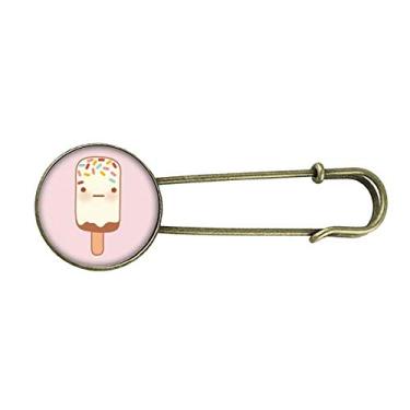 Imagem de Joia com clipe de broche de metal retrô expressão facial sorvete chocolate