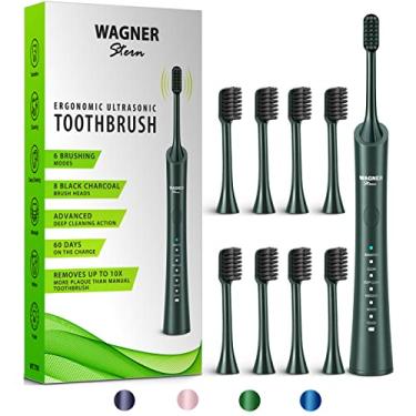 Imagem de Escova de Dentes Elétrica de Clareamento Ultrassônico Wagner & Stern com 8 Cabeças de Escova Preta Carvão para Hálito Fresco e Sorriso Saudável. (Verde)