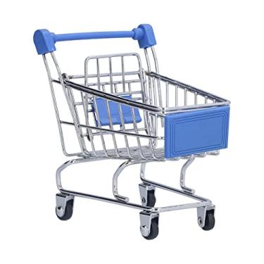 Imagem de Mini Carrinho de Mão de Supermercado, Mini Carrinho de Compras de Supermercado, Carrinho Utilitário de Compras, Modo de Armazenamento, Suporte para Brinquedos, Organizadores, Azul