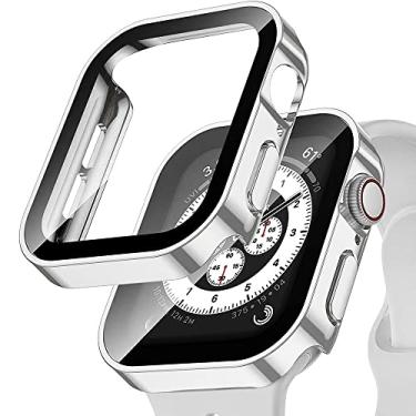 Imagem de SDUTIO Capa de vidro para Apple Watch Serie 8 45mm 41mm 44mm 40mm Acessórios Protetor de Tela Impermeável Edge Bumper iWatch 5 SE 6 7 Capa (Cor: Prata, Tamanho: 45mm Série 7 8)