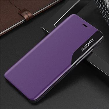 Imagem de Capa flip Smart Clear View para Samsung Galaxy S22 S21 Plus Note 20 Ultra S20 FE A53 A52 A72 5G A51 S23 A12 Stand Cover Leather, Purple, For S23 Plus