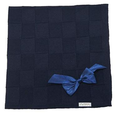 Imagem de Manta Bebe Trico Maternidade Laço Luxo Azul Marinho