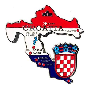 Imagem de Imã Croácia – Imã Mapa Croácia Bandeira Cidades Símbolos - Mapa Mundi Magnético - Imã Geladeira Croácia