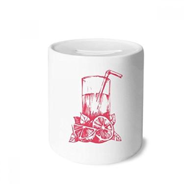 Imagem de DIYthinker Caixa de moedas de cerâmica com estampa de aquarela de suco e limão