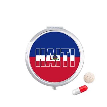 Imagem de Caixa de comprimidos com nome da bandeira do país do Haiti, caixa de armazenamento de medicamentos
